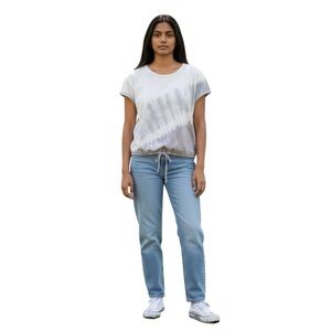 ANA Woman’s Short Sleeve Tie Dye Top with Tie Waist Size Small